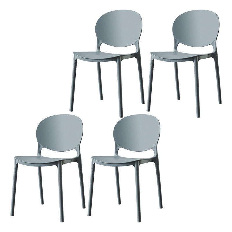 Plastic Contemporary Dining Room Chairs Matte Finish Open Back Dining Side Chairs Grey 4 Piece Set Clearhalo ' kitchen&dining_furn' 'Dining Chairs' 'Dining Tables & Seating' 'dining_chair' 'furn' 'furn_dining_chair' 'Furniture' 'furniture_dining_chair' 'Kitchen & Dining Furniture' 'kitchen' 3835168