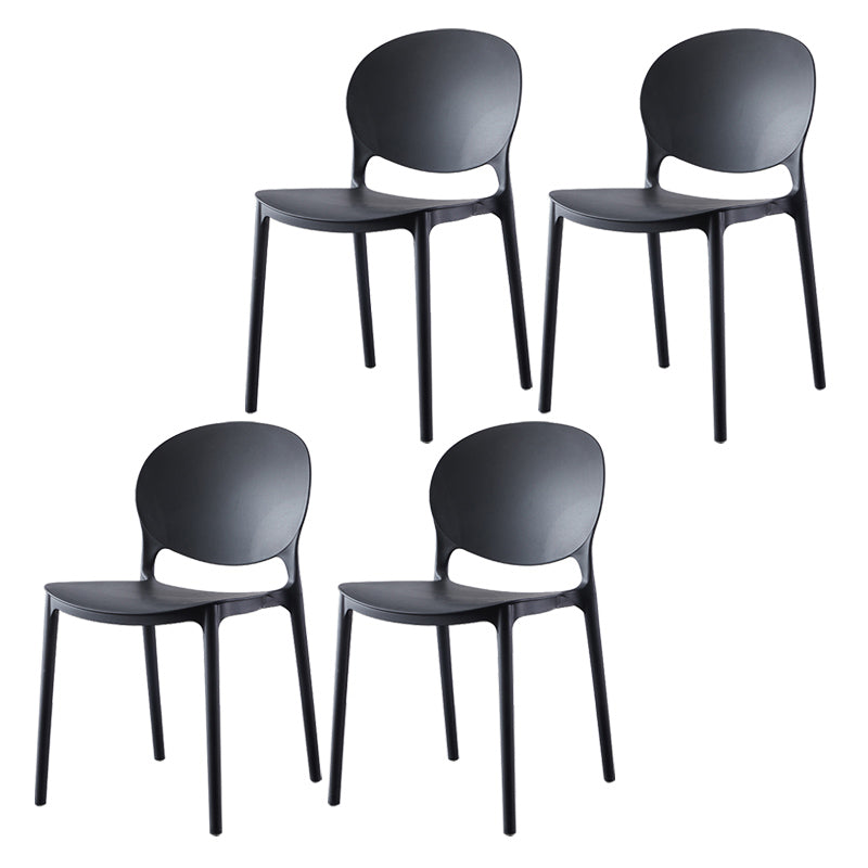 Plastic Contemporary Dining Room Chairs Matte Finish Open Back Dining Side Chairs Black 4 Piece Set Clearhalo ' kitchen&dining_furn' 'Dining Chairs' 'Dining Tables & Seating' 'dining_chair' 'furn' 'furn_dining_chair' 'Furniture' 'furniture_dining_chair' 'Kitchen & Dining Furniture' 'kitchen' 3835171