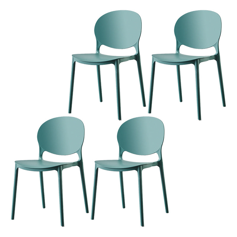 Plastic Contemporary Dining Room Chairs Matte Finish Open Back Dining Side Chairs Blackish Green 4 Piece Set Clearhalo ' kitchen&dining_furn' 'Dining Chairs' 'Dining Tables & Seating' 'dining_chair' 'furn' 'furn_dining_chair' 'Furniture' 'furniture_dining_chair' 'Kitchen & Dining Furniture' 'kitchen' 3835174