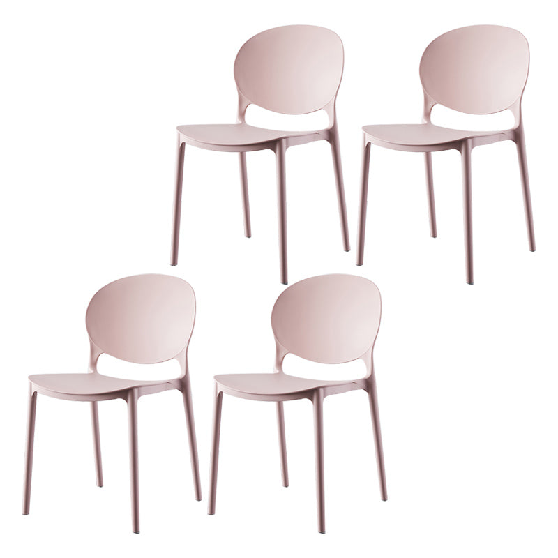 Plastic Contemporary Dining Room Chairs Matte Finish Open Back Dining Side Chairs Nude Pink 4 Piece Set Clearhalo ' kitchen&dining_furn' 'Dining Chairs' 'Dining Tables & Seating' 'dining_chair' 'furn' 'furn_dining_chair' 'Furniture' 'furniture_dining_chair' 'Kitchen & Dining Furniture' 'kitchen' 3835177