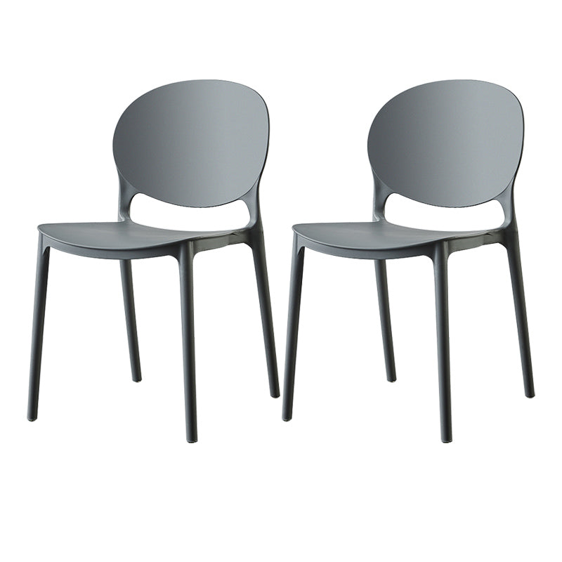 Plastic Contemporary Dining Room Chairs Matte Finish Open Back Dining Side Chairs Dark Gray 2 Piece Set Clearhalo ' kitchen&dining_furn' 'Dining Chairs' 'Dining Tables & Seating' 'dining_chair' 'furn' 'furn_dining_chair' 'Furniture' 'furniture_dining_chair' 'Kitchen & Dining Furniture' 'kitchen' 3835179