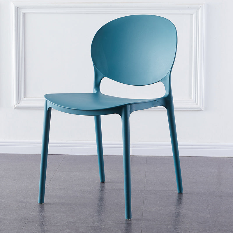 Plastic Contemporary Dining Room Chairs Matte Finish Open Back Dining Side Chairs Peacock Blue 1 Piece Clearhalo ' kitchen&dining_furn' 'Dining Chairs' 'Dining Tables & Seating' 'dining_chair' 'furn' 'furn_dining_chair' 'Furniture' 'furniture_dining_chair' 'Kitchen & Dining Furniture' 'kitchen' 3835181