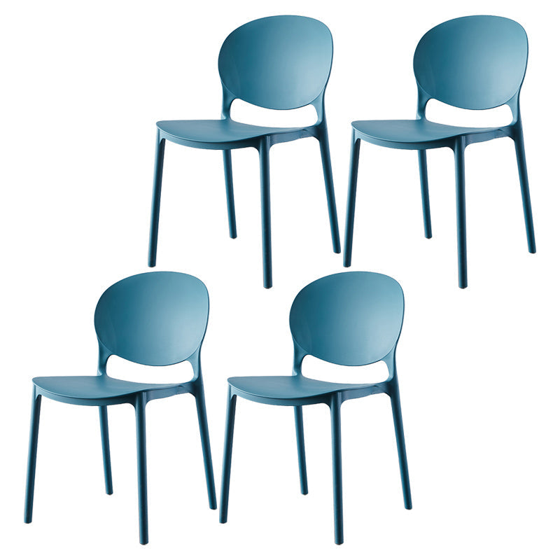 Plastic Contemporary Dining Room Chairs Matte Finish Open Back Dining Side Chairs Peacock Blue 4 Piece Set Clearhalo ' kitchen&dining_furn' 'Dining Chairs' 'Dining Tables & Seating' 'dining_chair' 'furn' 'furn_dining_chair' 'Furniture' 'furniture_dining_chair' 'Kitchen & Dining Furniture' 'kitchen' 3835183