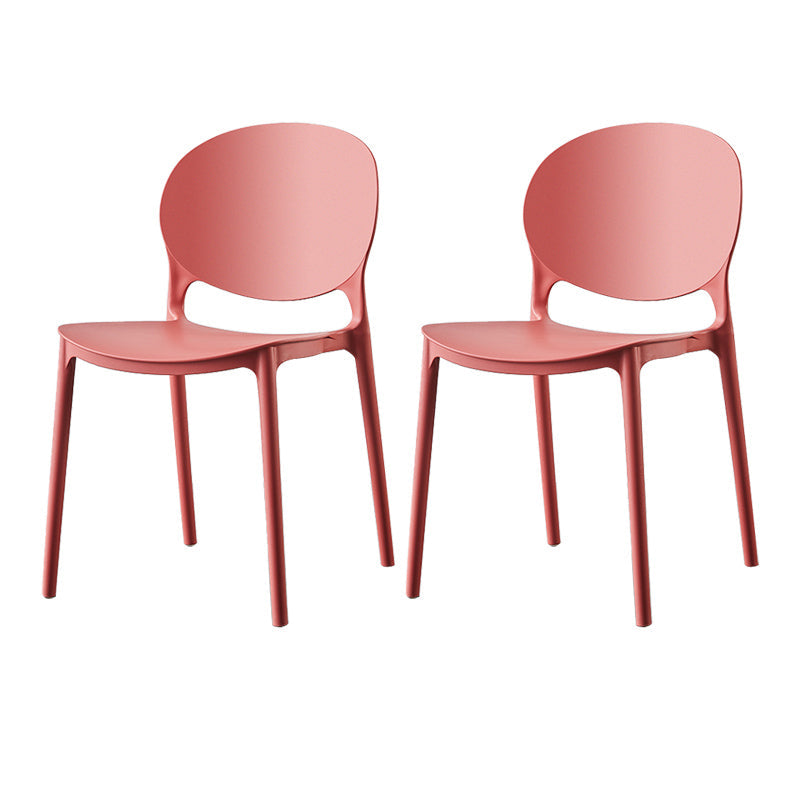 Plastic Contemporary Dining Room Chairs Matte Finish Open Back Dining Side Chairs Red 2 Piece Set Clearhalo ' kitchen&dining_furn' 'Dining Chairs' 'Dining Tables & Seating' 'dining_chair' 'furn' 'furn_dining_chair' 'Furniture' 'furniture_dining_chair' 'Kitchen & Dining Furniture' 'kitchen' 3835185