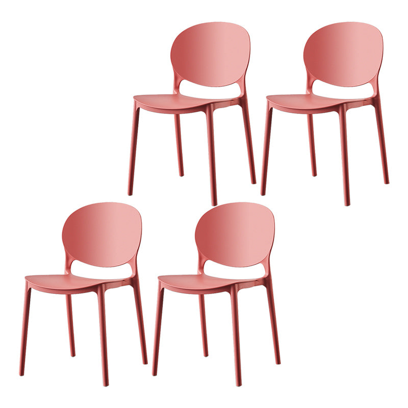 Plastic Contemporary Dining Room Chairs Matte Finish Open Back Dining Side Chairs Red 4 Piece Set Clearhalo ' kitchen&dining_furn' 'Dining Chairs' 'Dining Tables & Seating' 'dining_chair' 'furn' 'furn_dining_chair' 'Furniture' 'furniture_dining_chair' 'Kitchen & Dining Furniture' 'kitchen' 3835186