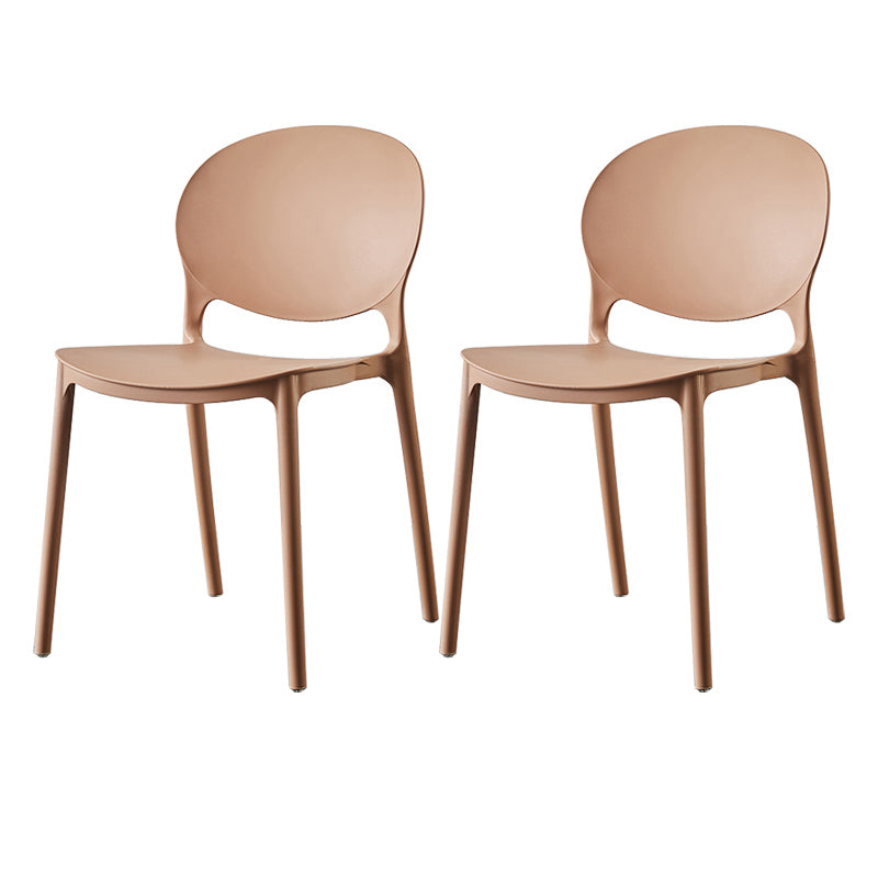 Plastic Contemporary Dining Room Chairs Matte Finish Open Back Dining Side Chairs Brown 2 Piece Set Clearhalo ' kitchen&dining_furn' 'Dining Chairs' 'Dining Tables & Seating' 'dining_chair' 'furn' 'furn_dining_chair' 'Furniture' 'furniture_dining_chair' 'Kitchen & Dining Furniture' 'kitchen' 3835188