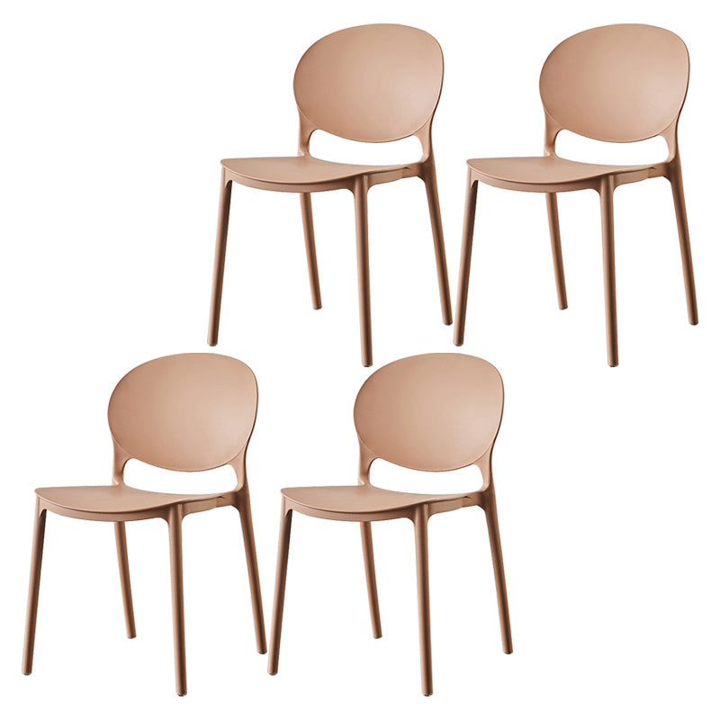 Plastic Contemporary Dining Room Chairs Matte Finish Open Back Dining Side Chairs Brown 4 Piece Set Clearhalo ' kitchen&dining_furn' 'Dining Chairs' 'Dining Tables & Seating' 'dining_chair' 'furn' 'furn_dining_chair' 'Furniture' 'furniture_dining_chair' 'Kitchen & Dining Furniture' 'kitchen' 3835189