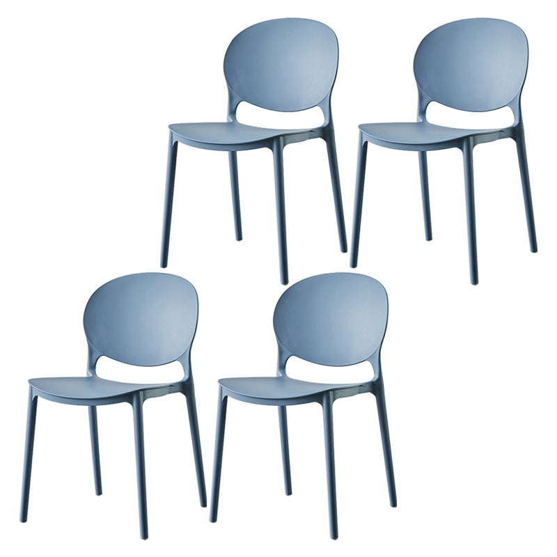 Plastic Contemporary Dining Room Chairs Matte Finish Open Back Dining Side Chairs Blue 4 Piece Set Clearhalo ' kitchen&dining_furn' 'Dining Chairs' 'Dining Tables & Seating' 'dining_chair' 'furn' 'furn_dining_chair' 'Furniture' 'furniture_dining_chair' 'Kitchen & Dining Furniture' 'kitchen' 3835192