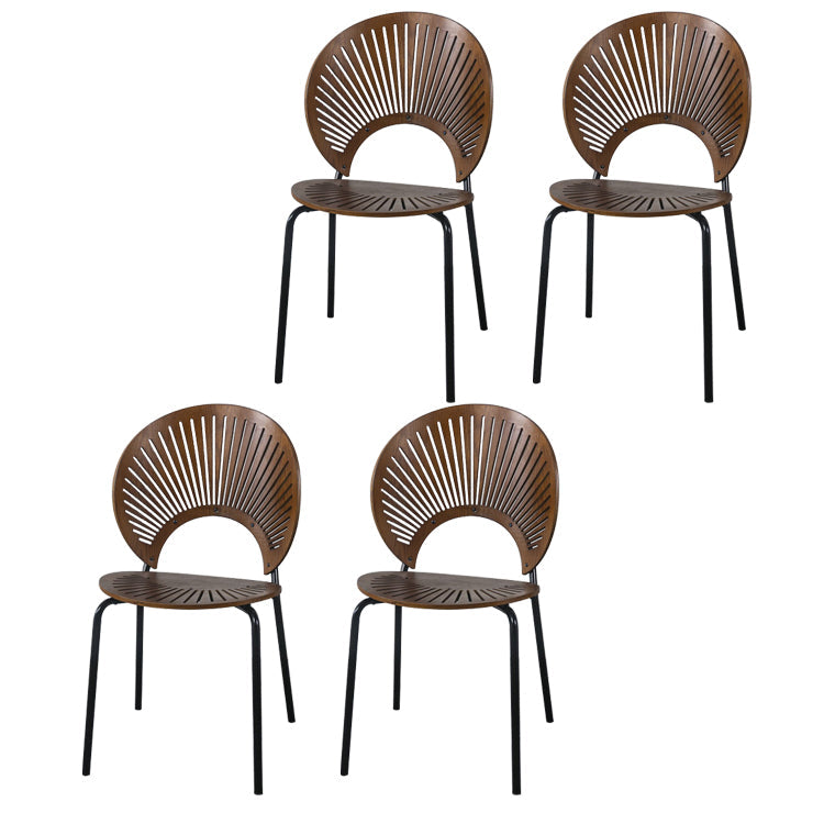 Modern Style Wood Kitchen Dining Room Chair Set Open Back Side Shell Chairs Walnut 4 Piece Set Clearhalo ' kitchen&dining_furn' 'Dining Chairs' 'Dining Tables & Seating' 'dining_chair' 'furn' 'furn_dining_chair' 'Furniture' 'furniture_dining_chair' 'Kitchen & Dining Furniture' 'kitchen' 3835214