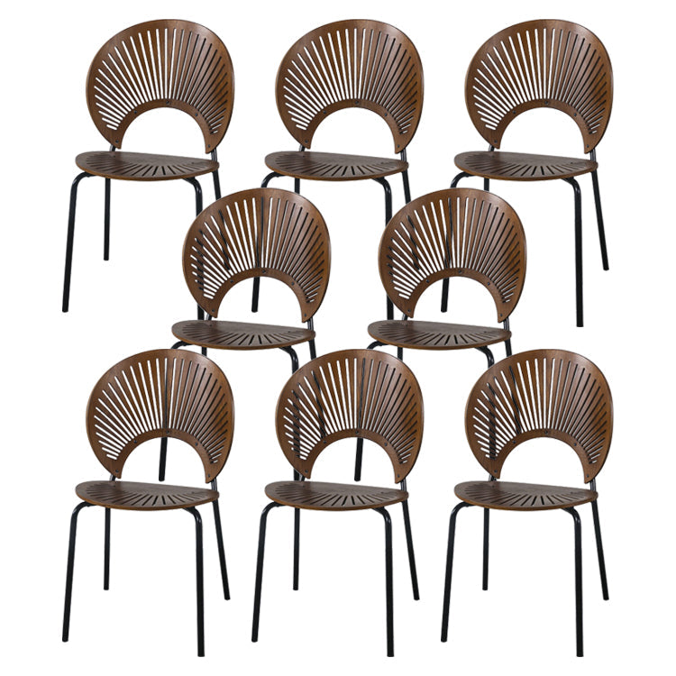 Modern Style Wood Kitchen Dining Room Chair Set Open Back Side Shell Chairs Walnut 8 Piece Set Clearhalo ' kitchen&dining_furn' 'Dining Chairs' 'Dining Tables & Seating' 'dining_chair' 'furn' 'furn_dining_chair' 'Furniture' 'furniture_dining_chair' 'Kitchen & Dining Furniture' 'kitchen' 3835215