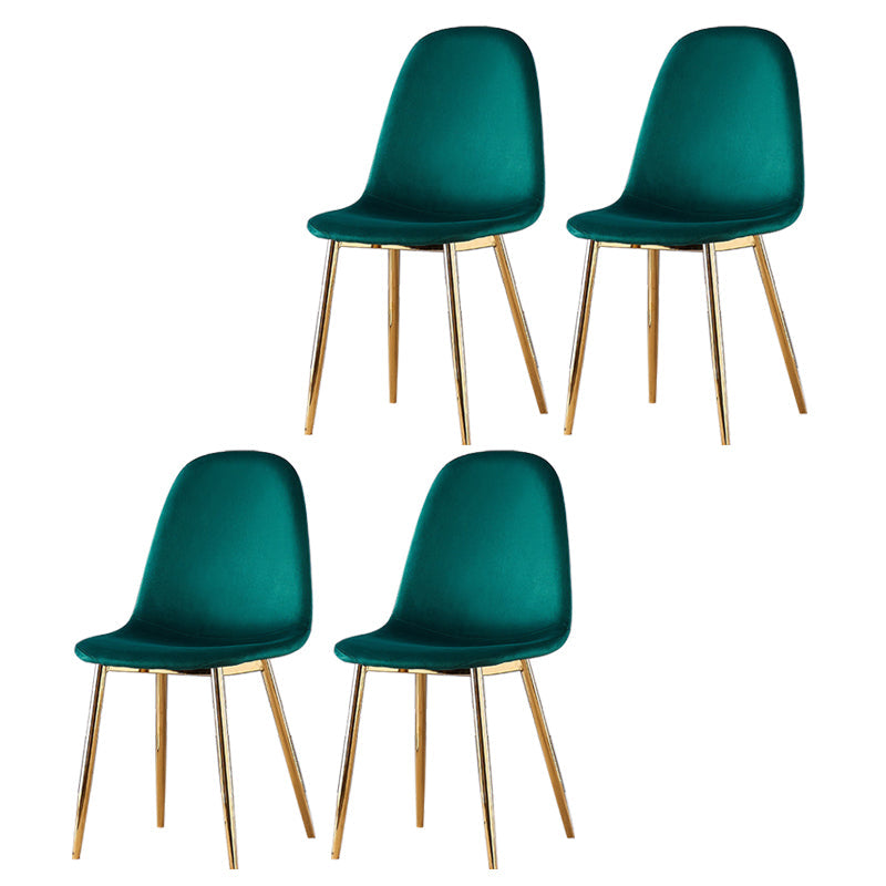 Indoor Armless Dining Chairs Velvet Solid Back Side Chairs with Metal Legs Dark Green 4 Piece Set Clearhalo ' kitchen&dining_furn' 'Dining Chairs' 'Dining Tables & Seating' 'dining_chair' 'furn' 'furn_dining_chair' 'Furniture' 'furniture_dining_chair' 'Kitchen & Dining Furniture' 'kitchen' 3835229