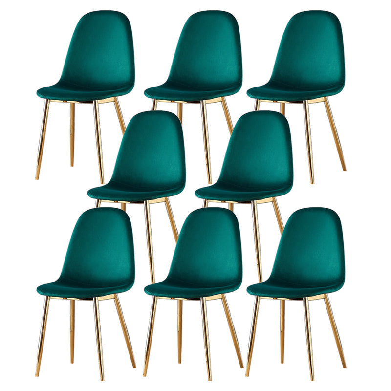 Indoor Armless Dining Chairs Velvet Solid Back Side Chairs with Metal Legs Dark Green 8 Piece Set Clearhalo ' kitchen&dining_furn' 'Dining Chairs' 'Dining Tables & Seating' 'dining_chair' 'furn' 'furn_dining_chair' 'Furniture' 'furniture_dining_chair' 'Kitchen & Dining Furniture' 'kitchen' 3835230