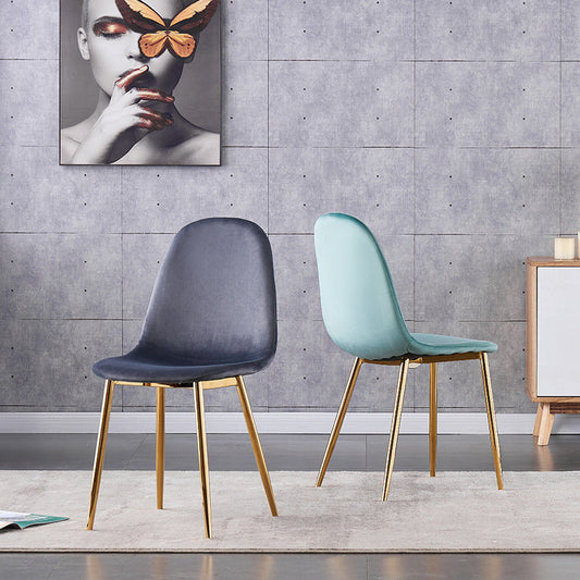 Indoor Armless Dining Chairs Velvet Solid Back Side Chairs with Metal Legs Clearhalo ' kitchen&dining_furn' 'Dining Chairs' 'Dining Tables & Seating' 'dining_chair' 'furn' 'furn_dining_chair' 'Furniture' 'furniture_dining_chair' 'Kitchen & Dining Furniture' 'kitchen' 3835234