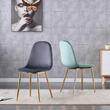 Indoor Armless Dining Chairs Velvet Solid Back Side Chairs with Metal Legs Clearhalo ' kitchen&dining_furn' 'Dining Chairs' 'Dining Tables & Seating' 'dining_chair' 'furn' 'furn_dining_chair' 'Furniture' 'furniture_dining_chair' 'Kitchen & Dining Furniture' 'kitchen' 3835234