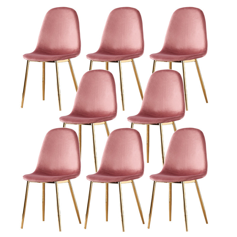 Indoor Armless Dining Chairs Velvet Solid Back Side Chairs with Metal Legs Pink 8 Piece Set Clearhalo ' kitchen&dining_furn' 'Dining Chairs' 'Dining Tables & Seating' 'dining_chair' 'furn' 'furn_dining_chair' 'Furniture' 'furniture_dining_chair' 'Kitchen & Dining Furniture' 'kitchen' 3835235