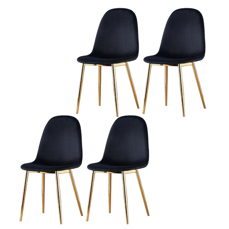 Indoor Armless Dining Chairs Velvet Solid Back Side Chairs with Metal Legs Black 4 Piece Set Clearhalo ' kitchen&dining_furn' 'Dining Chairs' 'Dining Tables & Seating' 'dining_chair' 'furn' 'furn_dining_chair' 'Furniture' 'furniture_dining_chair' 'Kitchen & Dining Furniture' 'kitchen' 3835236