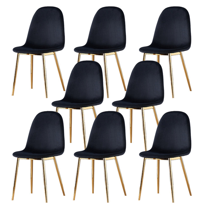 Indoor Armless Dining Chairs Velvet Solid Back Side Chairs with Metal Legs Black 8 Piece Set Clearhalo ' kitchen&dining_furn' 'Dining Chairs' 'Dining Tables & Seating' 'dining_chair' 'furn' 'furn_dining_chair' 'Furniture' 'furniture_dining_chair' 'Kitchen & Dining Furniture' 'kitchen' 3835239