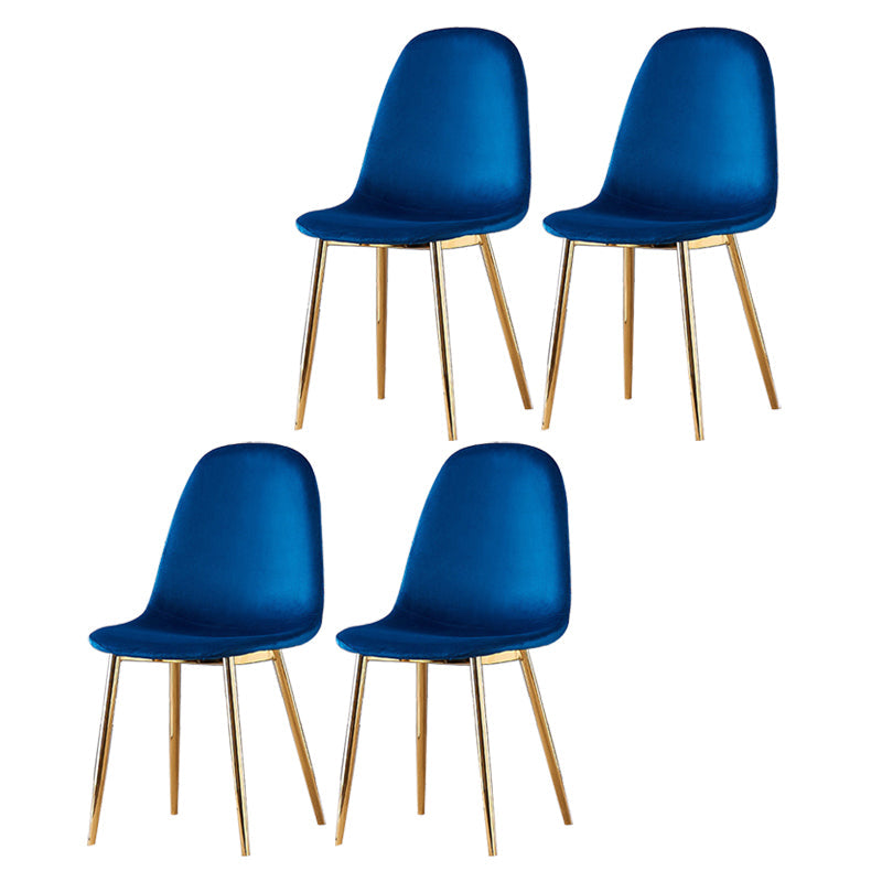 Indoor Armless Dining Chairs Velvet Solid Back Side Chairs with Metal Legs Blue 4 Piece Set Clearhalo ' kitchen&dining_furn' 'Dining Chairs' 'Dining Tables & Seating' 'dining_chair' 'furn' 'furn_dining_chair' 'Furniture' 'furniture_dining_chair' 'Kitchen & Dining Furniture' 'kitchen' 3835241