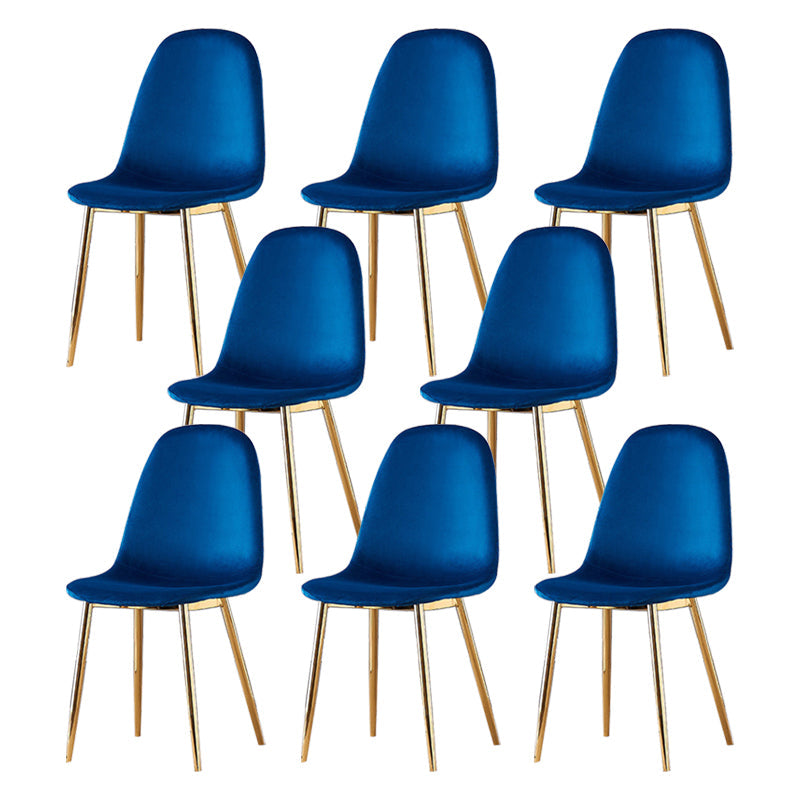 Indoor Armless Dining Chairs Velvet Solid Back Side Chairs with Metal Legs Blue 8 Piece Set Clearhalo ' kitchen&dining_furn' 'Dining Chairs' 'Dining Tables & Seating' 'dining_chair' 'furn' 'furn_dining_chair' 'Furniture' 'furniture_dining_chair' 'Kitchen & Dining Furniture' 'kitchen' 3835242