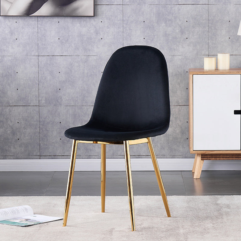 Indoor Armless Dining Chairs Velvet Solid Back Side Chairs with Metal Legs Clearhalo ' kitchen&dining_furn' 'Dining Chairs' 'Dining Tables & Seating' 'dining_chair' 'furn' 'furn_dining_chair' 'Furniture' 'furniture_dining_chair' 'Kitchen & Dining Furniture' 'kitchen' 3835245