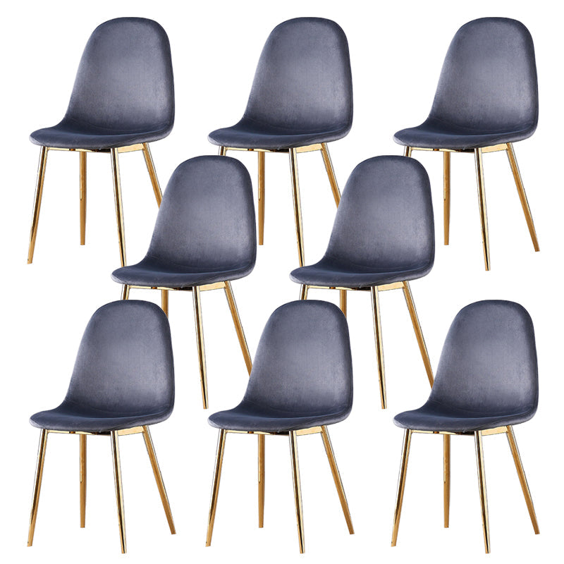 Indoor Armless Dining Chairs Velvet Solid Back Side Chairs with Metal Legs Grey 8 Piece Set Clearhalo ' kitchen&dining_furn' 'Dining Chairs' 'Dining Tables & Seating' 'dining_chair' 'furn' 'furn_dining_chair' 'Furniture' 'furniture_dining_chair' 'Kitchen & Dining Furniture' 'kitchen' 3835246