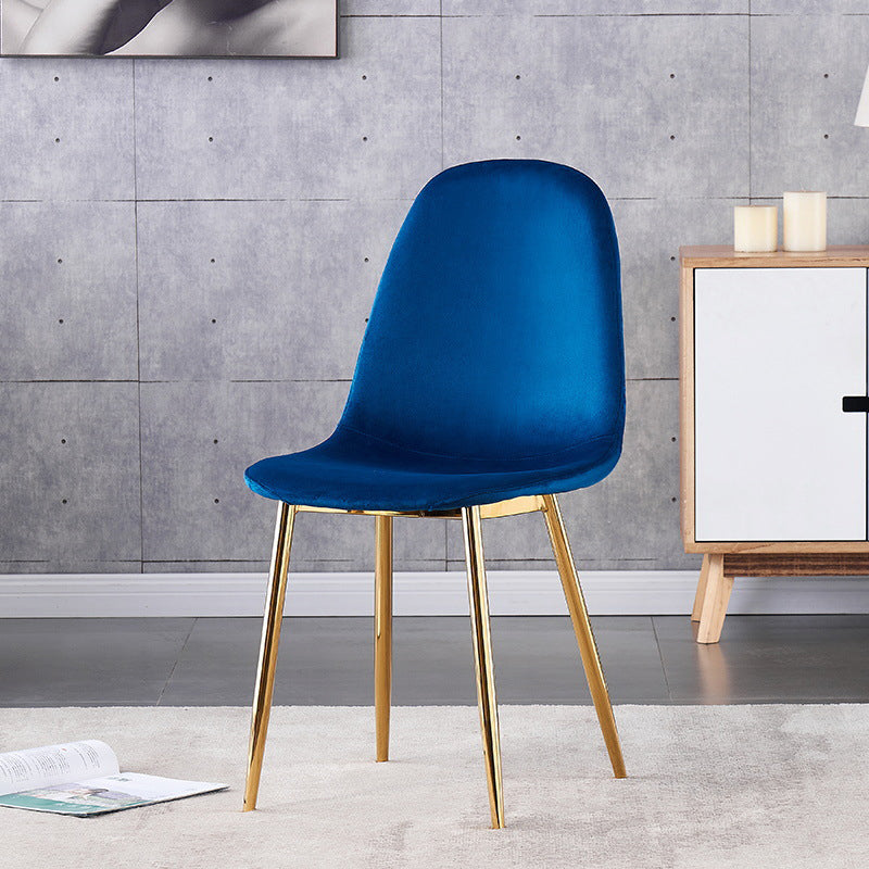 Indoor Armless Dining Chairs Velvet Solid Back Side Chairs with Metal Legs Clearhalo ' kitchen&dining_furn' 'Dining Chairs' 'Dining Tables & Seating' 'dining_chair' 'furn' 'furn_dining_chair' 'Furniture' 'furniture_dining_chair' 'Kitchen & Dining Furniture' 'kitchen' 3835247