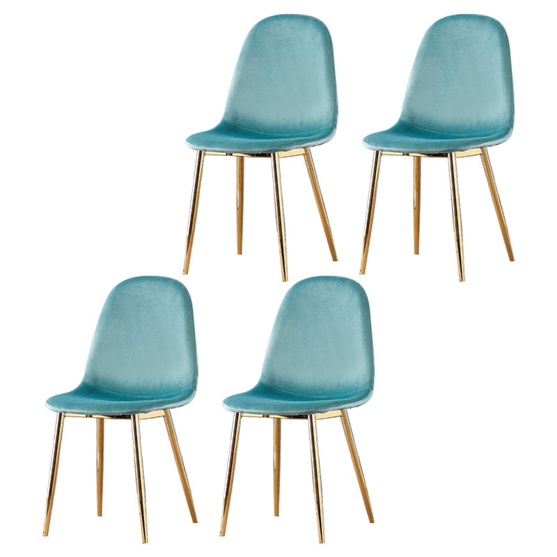 Indoor Armless Dining Chairs Velvet Solid Back Side Chairs with Metal Legs Green 4 Piece Set Clearhalo ' kitchen&dining_furn' 'Dining Chairs' 'Dining Tables & Seating' 'dining_chair' 'furn' 'furn_dining_chair' 'Furniture' 'furniture_dining_chair' 'Kitchen & Dining Furniture' 'kitchen' 3835248