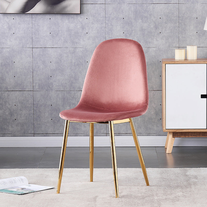 Indoor Armless Dining Chairs Velvet Solid Back Side Chairs with Metal Legs Clearhalo ' kitchen&dining_furn' 'Dining Chairs' 'Dining Tables & Seating' 'dining_chair' 'furn' 'furn_dining_chair' 'Furniture' 'furniture_dining_chair' 'Kitchen & Dining Furniture' 'kitchen' 3835252