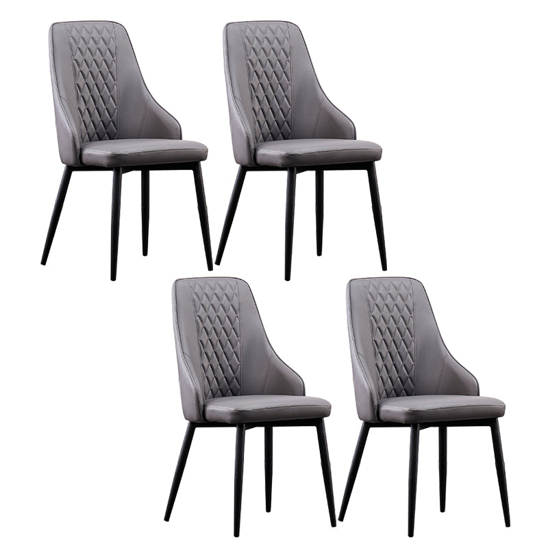 Modern Leather Dining Chair Solid Back Armless Side Chairs with Metal Legs Grey 4 Piece Set Clearhalo ' kitchen&dining_furn' 'Dining Chairs' 'Dining Tables & Seating' 'dining_chair' 'furn' 'furn_dining_chair' 'Furniture' 'furniture_dining_chair' 'Kitchen & Dining Furniture' 'kitchen' 3835255