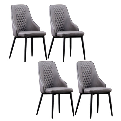 Modern Leather Dining Chair Solid Back Armless Side Chairs with Metal Legs Grey 4 Piece Set Clearhalo ' kitchen&dining_furn' 'Dining Chairs' 'Dining Tables & Seating' 'dining_chair' 'furn' 'furn_dining_chair' 'Furniture' 'furniture_dining_chair' 'Kitchen & Dining Furniture' 'kitchen' 3835255