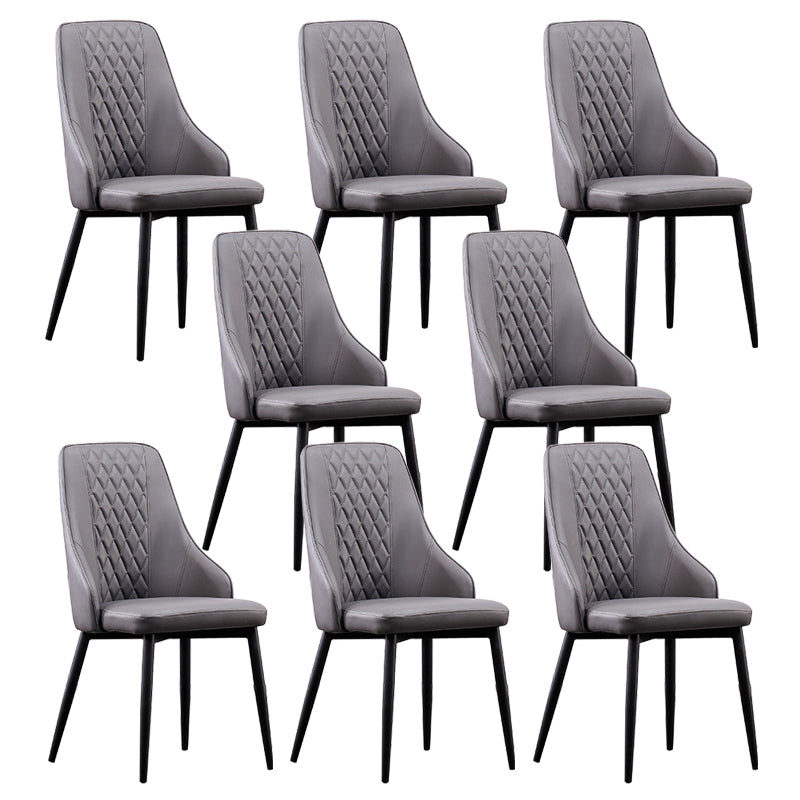 Modern Leather Dining Chair Solid Back Armless Side Chairs with Metal Legs Grey 8 Piece Set Clearhalo ' kitchen&dining_furn' 'Dining Chairs' 'Dining Tables & Seating' 'dining_chair' 'furn' 'furn_dining_chair' 'Furniture' 'furniture_dining_chair' 'Kitchen & Dining Furniture' 'kitchen' 3835256