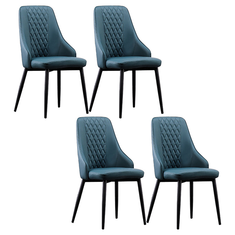Modern Leather Dining Chair Solid Back Armless Side Chairs with Metal Legs Blackish Green 4 Piece Set Clearhalo ' kitchen&dining_furn' 'Dining Chairs' 'Dining Tables & Seating' 'dining_chair' 'furn' 'furn_dining_chair' 'Furniture' 'furniture_dining_chair' 'Kitchen & Dining Furniture' 'kitchen' 3835263