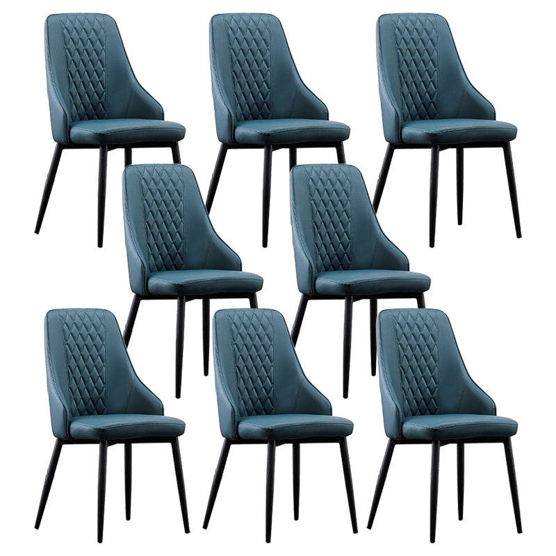 Modern Leather Dining Chair Solid Back Armless Side Chairs with Metal Legs Blackish Green 8 Piece Set Clearhalo ' kitchen&dining_furn' 'Dining Chairs' 'Dining Tables & Seating' 'dining_chair' 'furn' 'furn_dining_chair' 'Furniture' 'furniture_dining_chair' 'Kitchen & Dining Furniture' 'kitchen' 3835264