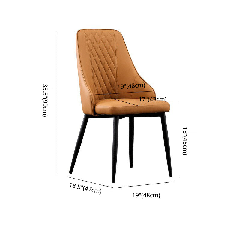 Modern Leather Dining Chair Solid Back Armless Side Chairs with Metal Legs Clearhalo ' kitchen&dining_furn' 'Dining Chairs' 'Dining Tables & Seating' 'dining_chair' 'furn' 'furn_dining_chair' 'Furniture' 'furniture_dining_chair' 'Kitchen & Dining Furniture' 'kitchen' 3835269