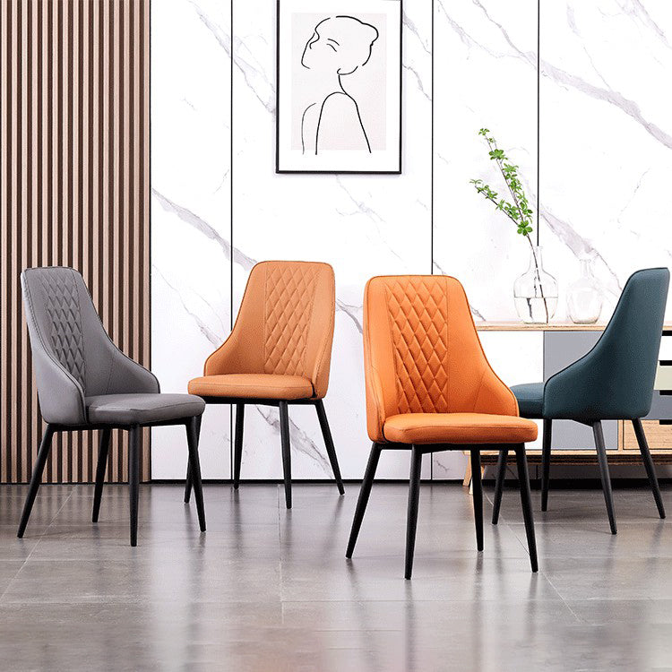 Modern Leather Dining Chair Solid Back Armless Side Chairs with Metal Legs Clearhalo ' kitchen&dining_furn' 'Dining Chairs' 'Dining Tables & Seating' 'dining_chair' 'furn' 'furn_dining_chair' 'Furniture' 'furniture_dining_chair' 'Kitchen & Dining Furniture' 'kitchen' 3835271