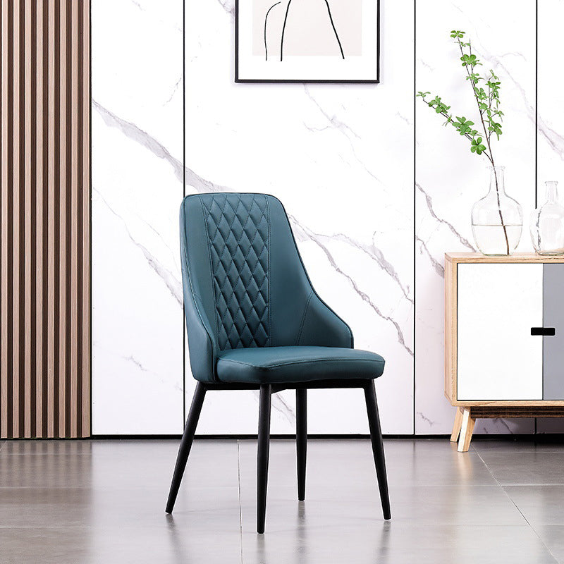 Modern Leather Dining Chair Solid Back Armless Side Chairs with Metal Legs Clearhalo ' kitchen&dining_furn' 'Dining Chairs' 'Dining Tables & Seating' 'dining_chair' 'furn' 'furn_dining_chair' 'Furniture' 'furniture_dining_chair' 'Kitchen & Dining Furniture' 'kitchen' 3835276