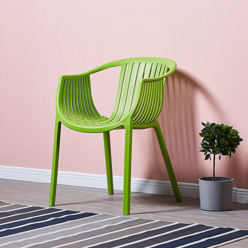 Home Contemporary Arm Chair Slat Back Plastic Stackable Dining Room Chair Green 1 Piece Clearhalo ' kitchen&dining_furn' 'Dining Chairs' 'Dining Tables & Seating' 'dining_chair' 'furn' 'furn_dining_chair' 'Furniture' 'furniture_dining_chair' 'Kitchen & Dining Furniture' 'kitchen' 3835280
