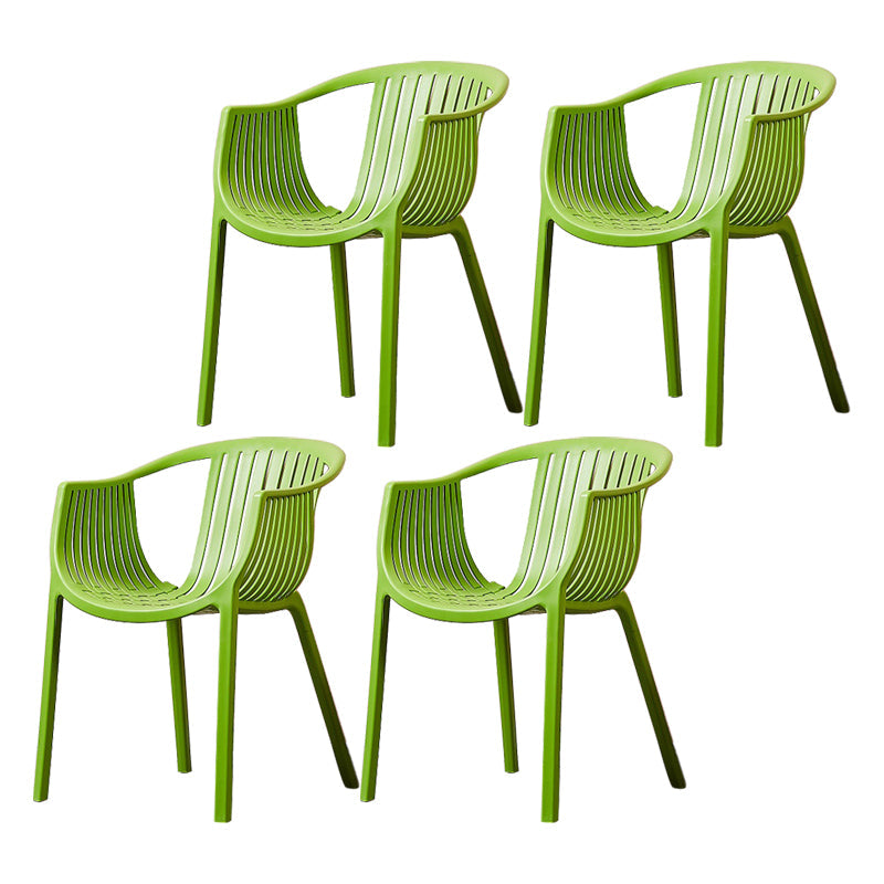 Home Contemporary Arm Chair Slat Back Plastic Stackable Dining Room Chair Green 4 Piece Set Clearhalo ' kitchen&dining_furn' 'Dining Chairs' 'Dining Tables & Seating' 'dining_chair' 'furn' 'furn_dining_chair' 'Furniture' 'furniture_dining_chair' 'Kitchen & Dining Furniture' 'kitchen' 3835283
