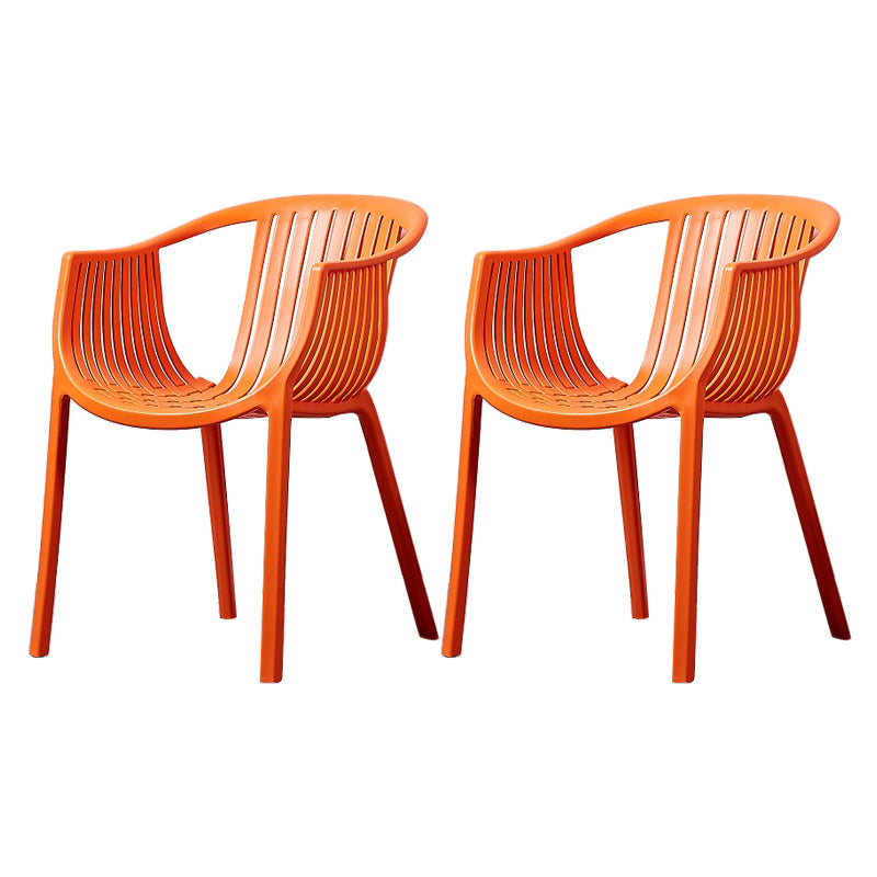 Home Contemporary Arm Chair Slat Back Plastic Stackable Dining Room Chair Orange 2 Piece Set Clearhalo ' kitchen&dining_furn' 'Dining Chairs' 'Dining Tables & Seating' 'dining_chair' 'furn' 'furn_dining_chair' 'Furniture' 'furniture_dining_chair' 'Kitchen & Dining Furniture' 'kitchen' 3835287