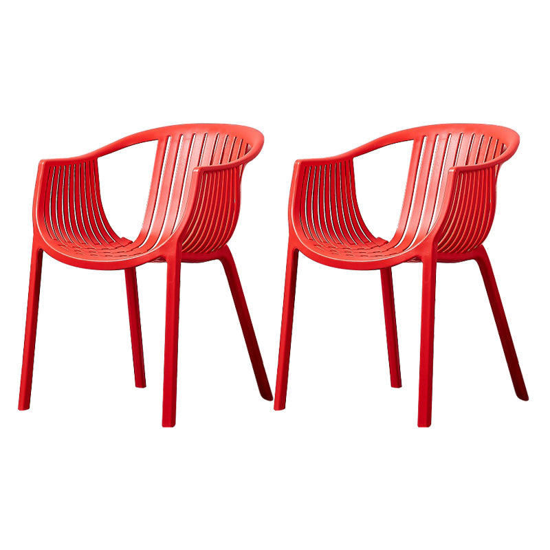 Home Contemporary Arm Chair Slat Back Plastic Stackable Dining Room Chair Red 2 Piece Set Clearhalo ' kitchen&dining_furn' 'Dining Chairs' 'Dining Tables & Seating' 'dining_chair' 'furn' 'furn_dining_chair' 'Furniture' 'furniture_dining_chair' 'Kitchen & Dining Furniture' 'kitchen' 3835294