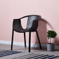 Home Contemporary Arm Chair Slat Back Plastic Stackable Dining Room Chair Black 1 Piece Clearhalo ' kitchen&dining_furn' 'Dining Chairs' 'Dining Tables & Seating' 'dining_chair' 'furn' 'furn_dining_chair' 'Furniture' 'furniture_dining_chair' 'Kitchen & Dining Furniture' 'kitchen' 3835296