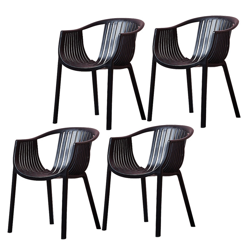 Home Contemporary Arm Chair Slat Back Plastic Stackable Dining Room Chair Black 4 Piece Set Clearhalo ' kitchen&dining_furn' 'Dining Chairs' 'Dining Tables & Seating' 'dining_chair' 'furn' 'furn_dining_chair' 'Furniture' 'furniture_dining_chair' 'Kitchen & Dining Furniture' 'kitchen' 3835298