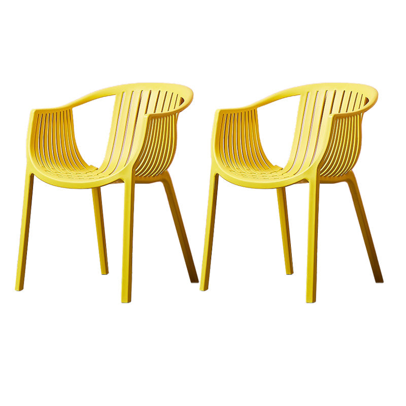 Home Contemporary Arm Chair Slat Back Plastic Stackable Dining Room Chair Yellow 2 Piece Set Clearhalo ' kitchen&dining_furn' 'Dining Chairs' 'Dining Tables & Seating' 'dining_chair' 'furn' 'furn_dining_chair' 'Furniture' 'furniture_dining_chair' 'Kitchen & Dining Furniture' 'kitchen' 3835300