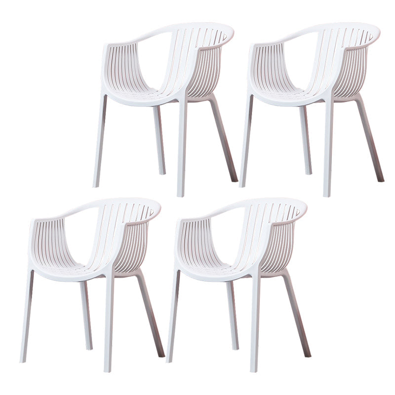 Home Contemporary Arm Chair Slat Back Plastic Stackable Dining Room Chair White 4 Piece Set Clearhalo ' kitchen&dining_furn' 'Dining Chairs' 'Dining Tables & Seating' 'dining_chair' 'furn' 'furn_dining_chair' 'Furniture' 'furniture_dining_chair' 'Kitchen & Dining Furniture' 'kitchen' 3835304
