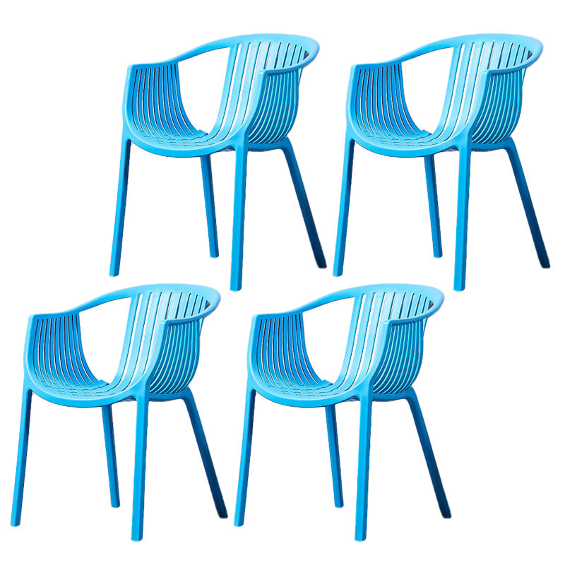 Home Contemporary Arm Chair Slat Back Plastic Stackable Dining Room Chair Blue 4 Piece Set Clearhalo ' kitchen&dining_furn' 'Dining Chairs' 'Dining Tables & Seating' 'dining_chair' 'furn' 'furn_dining_chair' 'Furniture' 'furniture_dining_chair' 'Kitchen & Dining Furniture' 'kitchen' 3835307