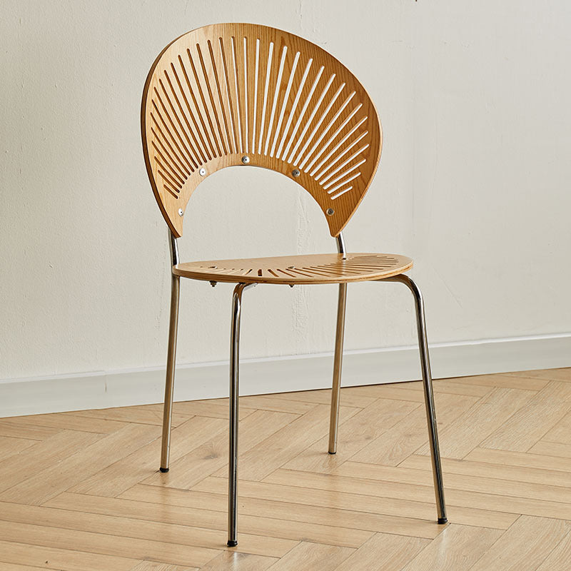 Metal Dining Room Chairs Set Contemporary Style Oval Open Back Side Chair Natural 1 Piece Clearhalo ' kitchen&dining_furn' 'Dining Chairs' 'Dining Tables & Seating' 'dining_chair' 'furn' 'furn_dining_chair' 'Furniture' 'furniture_dining_chair' 'Kitchen & Dining Furniture' 'kitchen' 3835309