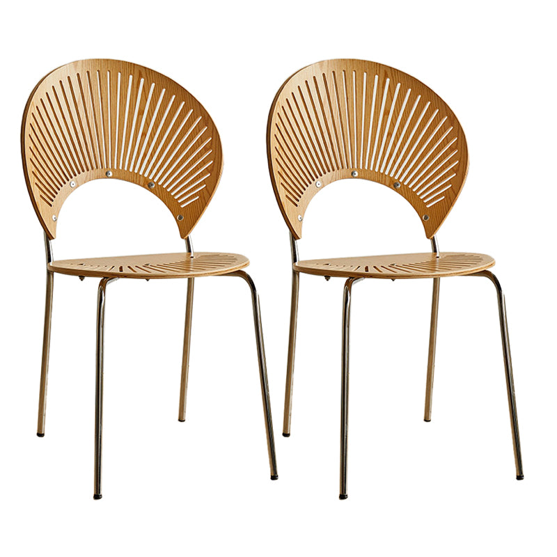 Metal Dining Room Chairs Set Contemporary Style Oval Open Back Side Chair Natural 2 Piece Set Clearhalo ' kitchen&dining_furn' 'Dining Chairs' 'Dining Tables & Seating' 'dining_chair' 'furn' 'furn_dining_chair' 'Furniture' 'furniture_dining_chair' 'Kitchen & Dining Furniture' 'kitchen' 3835310
