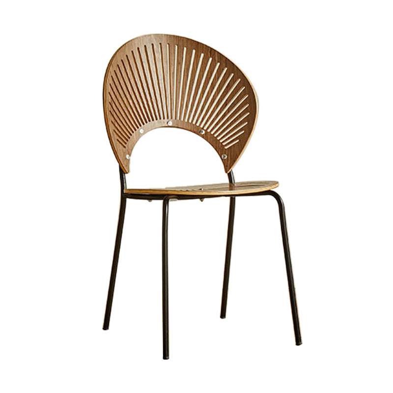 Metal Dining Room Chairs Set Contemporary Style Oval Open Back Side Chair Walnut 1 Piece Clearhalo ' kitchen&dining_furn' 'Dining Chairs' 'Dining Tables & Seating' 'dining_chair' 'furn' 'furn_dining_chair' 'Furniture' 'furniture_dining_chair' 'Kitchen & Dining Furniture' 'kitchen' 3835319