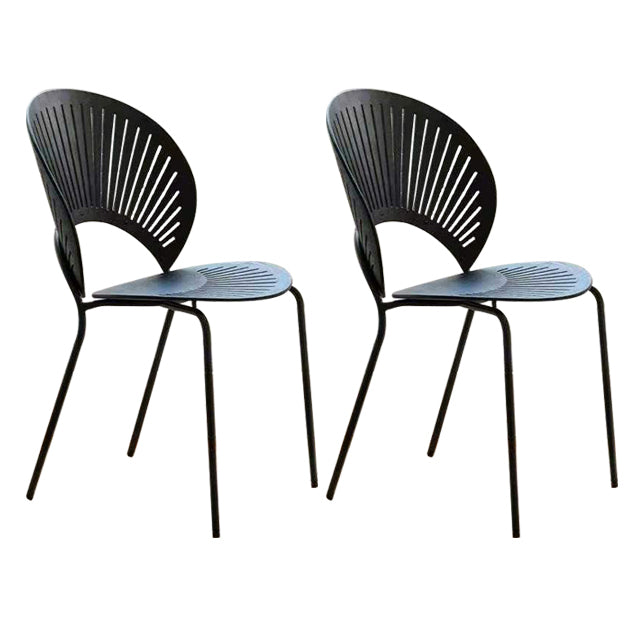 Metal Dining Room Chairs Set Contemporary Style Oval Open Back Side Chair Black 2 Piece Set Clearhalo ' kitchen&dining_furn' 'Dining Chairs' 'Dining Tables & Seating' 'dining_chair' 'furn' 'furn_dining_chair' 'Furniture' 'furniture_dining_chair' 'Kitchen & Dining Furniture' 'kitchen' 3835326
