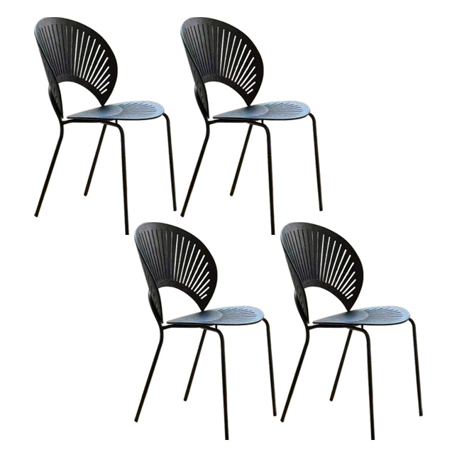 Metal Dining Room Chairs Set Contemporary Style Oval Open Back Side Chair Black 4 Piece Set Clearhalo ' kitchen&dining_furn' 'Dining Chairs' 'Dining Tables & Seating' 'dining_chair' 'furn' 'furn_dining_chair' 'Furniture' 'furniture_dining_chair' 'Kitchen & Dining Furniture' 'kitchen' 3835328